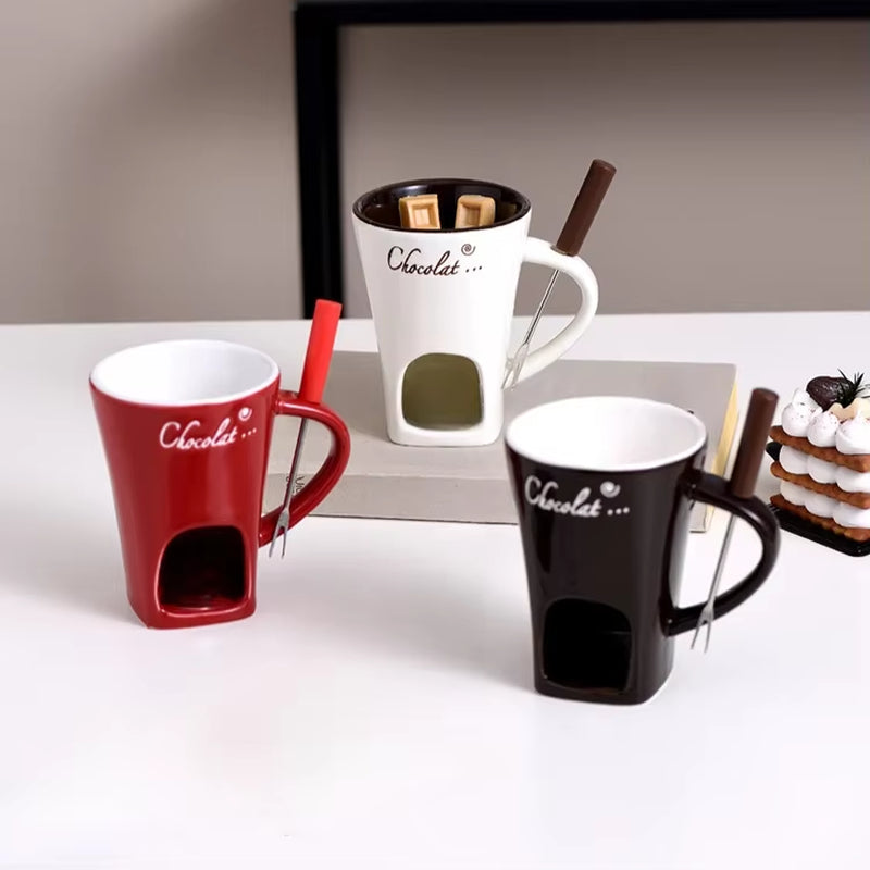 Personal Mini Fondue Set - Individual Chocolate, Cheese, and Ice Cream Melter Cup with Small Warmer