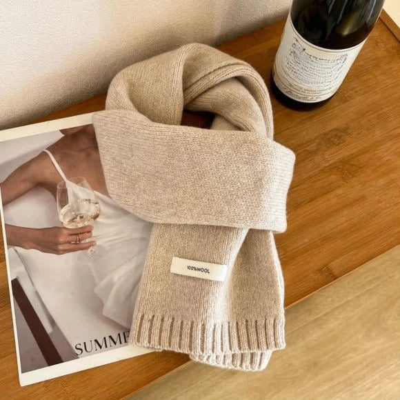 2024 Women's and Men's Classic Solid Color Knitted Red Scarf - Soft, Warm, Thermal Wool Muffler for Winter