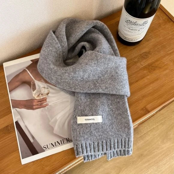 2024 Women's and Men's Classic Solid Color Knitted Red Scarf - Soft, Warm, Thermal Wool Muffler for Winter