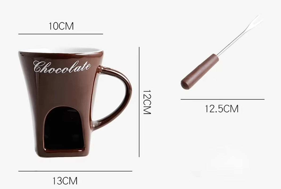 Personal Mini Fondue Set - Individual Chocolate, Cheese, and Ice Cream Melter Cup with Small Warmer