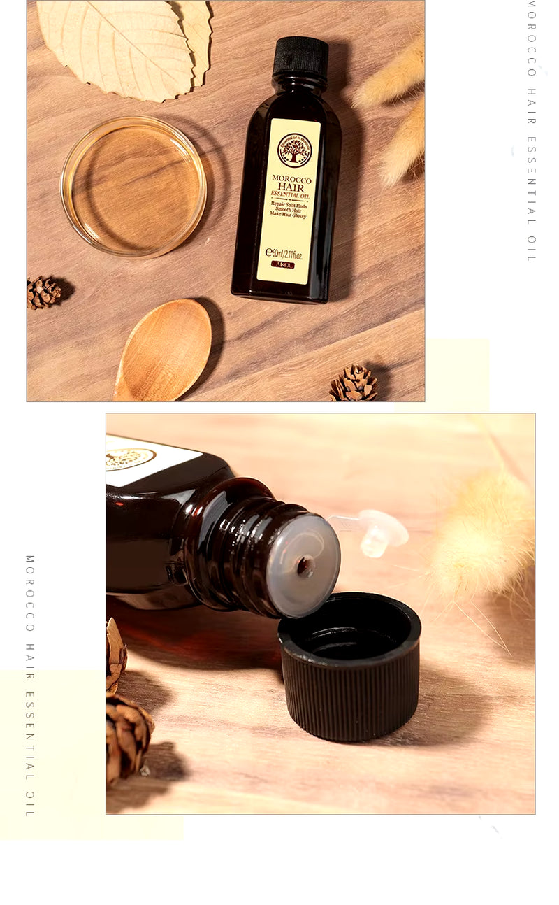 Moroccan Argan Oil Hair Essence - Moisturizing and Nourishing Treatment for Dry, Damaged Hair (60ml)
