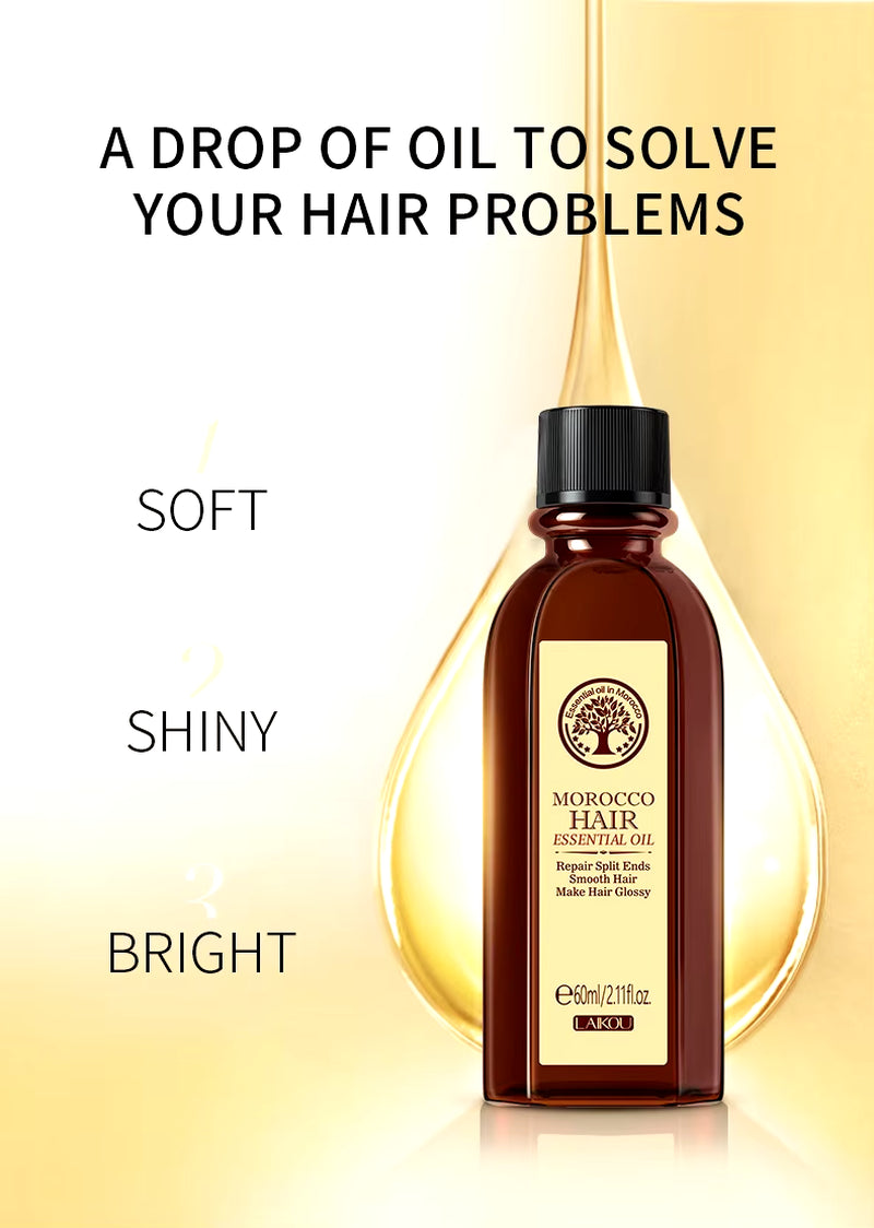 Moroccan Argan Oil Hair Essence - Moisturizing and Nourishing Treatment for Dry, Damaged Hair (60ml)